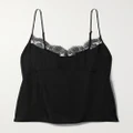 Tibi - Layered Lace-trimmed Twill Camisole - Black - US0