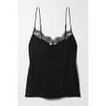 Tibi - Layered Lace-trimmed Twill Camisole - Black - US2