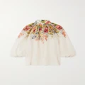 Zimmermann - Alight Gathered Floral-print Ramie Blouse - Ivory - 00