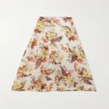 Zimmermann - Matchmaker Floral-print Linen And Silk-blend Gauze Maxi Skirt - Ivory - 0