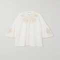 Melissa Odabash - Everly Embroidered Cotton And Linen-blend Mini Shirt Dress - White - medium