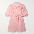 Melissa Odabash - Cressida Belted Crochet-trimmed Cotton-jacquard Shirt Dress - Pink - x small