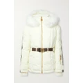 Balmain - Belted Hooded Faux Fur And Jacquard-trimmed Shell Ski Jacket - Ivory - FR38
