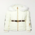Balmain - Belted Hooded Faux Fur And Jacquard-trimmed Shell Ski Jacket - Ivory - FR40