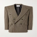 SAINT LAURENT - Double-breasted Checked Wool-blend Blazer - Beige - FR38