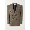 SAINT LAURENT - Double-breasted Checked Wool-blend Blazer - Beige - FR38