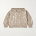 Brunello Cucinelli - Sequin-embellished Brushed Knitted Hoodie - Light brown - small