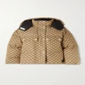 Gucci - Hooded Padded Cotton-blend Logo-jacquard Down Jacket - Camel - IT36