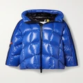 Moncler Genius - + Adidas Originals Beiser Hooded Jersey-trimmed Quilted Glossed-shell Down Coat - Blue - 00