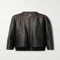 The Row - Kengia Distressed Leather Bomber Jacket - Brown - large