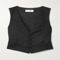 SAINT LAURENT - Silk-satin And Pinstriped Wool And Cotton-blend Vest - Black - FR38
