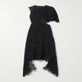 Stella McCartney - + Net Sustain Asymmetric Guipure Lace-trimmed Organic Silk-georgette Midi Dress - Black - IT36