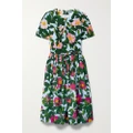 Oscar de la Renta - Belted Floral-print Cotton-blend Poplin Dress - Multi - US2