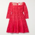 Oscar de la Renta - Silk-chiffon Trimmed Guipure Lace Midi Dress - Red - US4