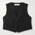 SAINT LAURENT - Cropped Grain De Poudre Wool And Silk-satin Vest - Black - FR36