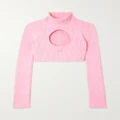 COURREGES - Cropped Cutout Ribbed-knit Turtleneck Sweater - Pink - x small
