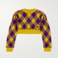 Burberry - Cropped Tasseled Checked Wool Sweater - Yellow - medium