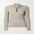 Brunello Cucinelli - Bead-embellished Ribbed Metallic Cashmere-blend Sweater - Camel - medium