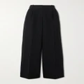Saloni - Pleated Crepe Wide-leg Pants - Black - UK 6