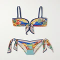 Zimmermann - Alight Tie-detailed Printed Bikini - Blue - 0