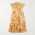 Zimmermann - + Net Sustain Matchmaker Tiered Floral-print Crepon Midi Dress - Yellow - 4