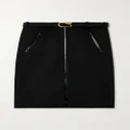 Gucci - Belted Leather-trimmed Wool-blend Skirt - Black - IT36