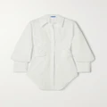 Mugler - Lace-up Asymmetric Cotton-poplin Mini Dress - White - FR40
