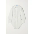 Mugler - Lace-up Asymmetric Cotton-poplin Mini Dress - White - FR44