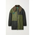 Barbour - + Ganni Corduroy-trimmed Padded Color-block Organic Waxed-cotton Jacket - Brown - UK 12