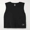adidas by Stella McCartney - Printed Organic Cotton-blend Jersey Tank - Black - small