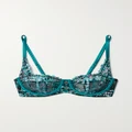 Fleur du Mal - + Net Sustain Gabrielle Embellished Embroidered Recycled-tulle Underwired Soft-cup Balconette Bra - Blue - 32C