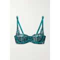 Fleur du Mal - + Net Sustain Gabrielle Embellished Embroidered Recycled-tulle Underwired Soft-cup Balconette Bra - Blue - 34DD