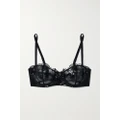 Fleur du Mal - + Net Sustain Embellished Embroidered Recycled-tulle Underwired Soft-cup Bra - Black - 32B