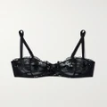 Fleur du Mal - + Net Sustain Embellished Embroidered Recycled-tulle Underwired Soft-cup Bra - Black - 32DD
