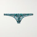 Fleur du Mal - + Net Sustain Gabrielle Embellished Embroidered Recycled-tulle Thong - Blue - 1