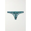 Fleur du Mal - + Net Sustain Gabrielle Embellished Embroidered Recycled-tulle Thong - Blue - 1