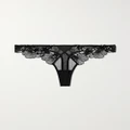 Fleur du Mal - + Net Sustain Embellished Embroidered Recycled-tulle Thong - Black - 3