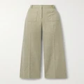 Victoria Beckham - Alina Wool-blend Twill Wide-leg Pants - Light green - UK 10