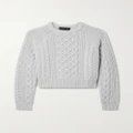 Nili Lotan - Coras Cropped Cable-knit Wool Sweater - Light gray - small