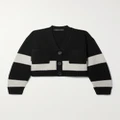 Proenza Schouler - Eco Cropped Striped Wool And Cashmere-blend Cardigan - Black - small