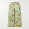 Zimmermann - Matchmaker Floral-print Linen Straight-leg Pants - Mint - 1