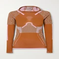 adidas by Stella McCartney - Truestrength Hooded Stretch Recycled Jacquard-knit Top - Orange - large