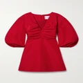 Carolina Herrera - Ruched Silk-faille Mini Dress - Red - US4
