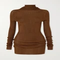 Victoria Beckham - Ribbed-knit Turtleneck Top - Brown - x small