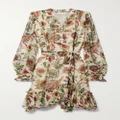 Ulla Johnson - Anais Ruffled Floral-print Silk-crepon Mini Dress - Beige - US2