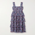 GANNI - + Net Sustain Tiered Pleated Floral-print Recycled-georgette Midi Dress - Multi - EU 42