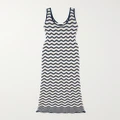 Zimmermann - Junie Striped Pointelle-knit Linen Maxi Dress - Navy - 0