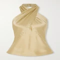 L'AGENCE - Letitia Silk-charmeuse Halterneck Top - Gold - medium