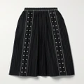 Ulla Johnson - Sabina Pleated Embroidered Cotton-poplin Midi Skirt - Black - US0