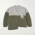 Loewe - + Suna Fujita Asymmetric Embroidered Wool-blend Cardigan - Green - x small